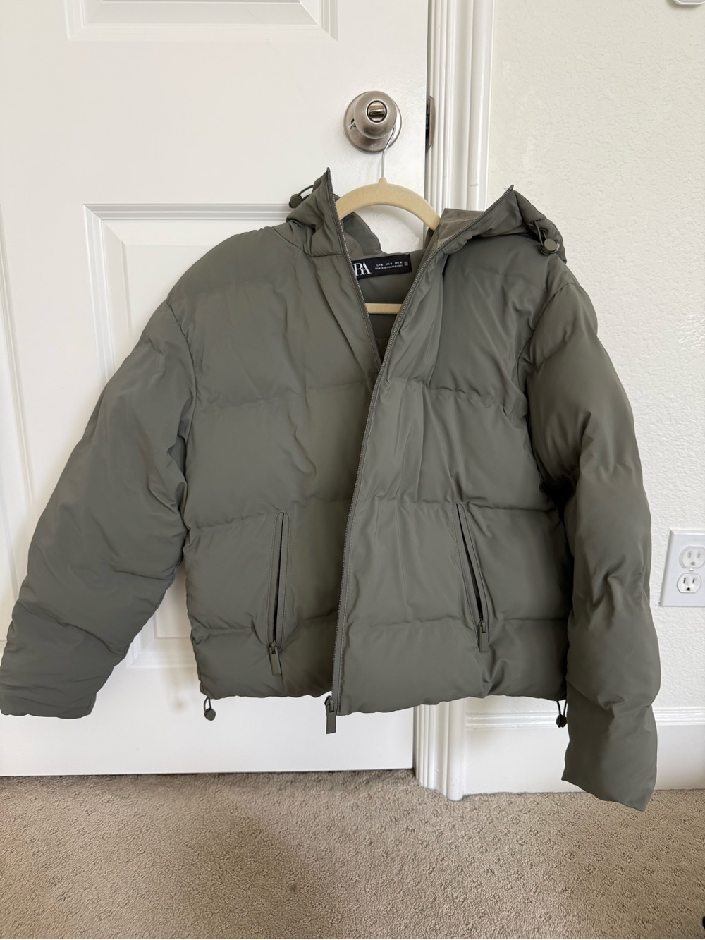 Zara Women's Rubber Puffer Jacket with Hood